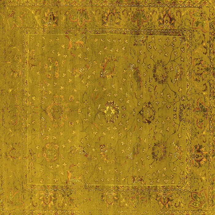 Square Machine Washable Oriental Yellow Industrial Rug, wshurb2532yw