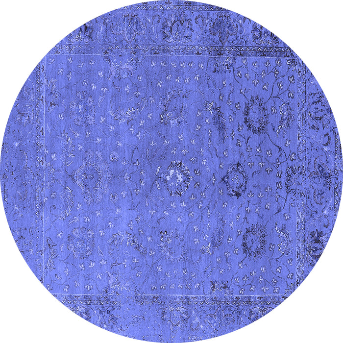 Round Oriental Blue Industrial Rug, urb2532blu