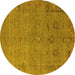 Round Oriental Yellow Industrial Rug, urb2532yw