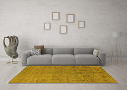 Machine Washable Oriental Yellow Industrial Rug in a Living Room, wshurb2532yw