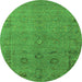 Round Oriental Green Industrial Rug, urb2532grn