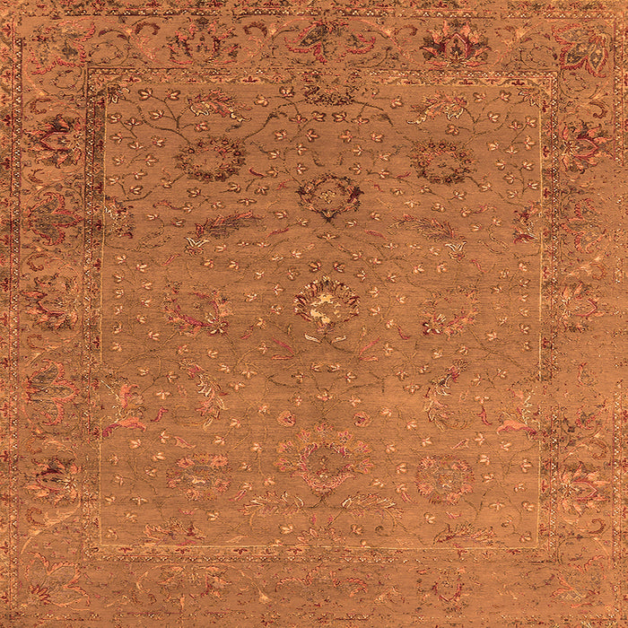 Square Machine Washable Oriental Orange Industrial Area Rugs, wshurb2532org