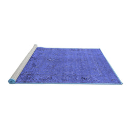 Sideview of Machine Washable Oriental Blue Industrial Rug, wshurb2532blu