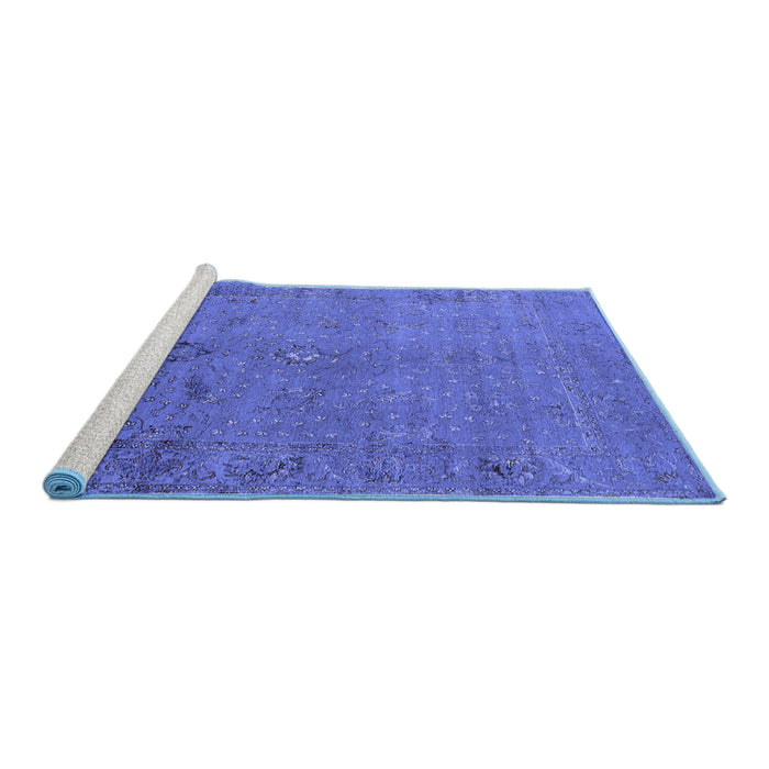 Sideview of Machine Washable Oriental Blue Industrial Rug, wshurb2532blu