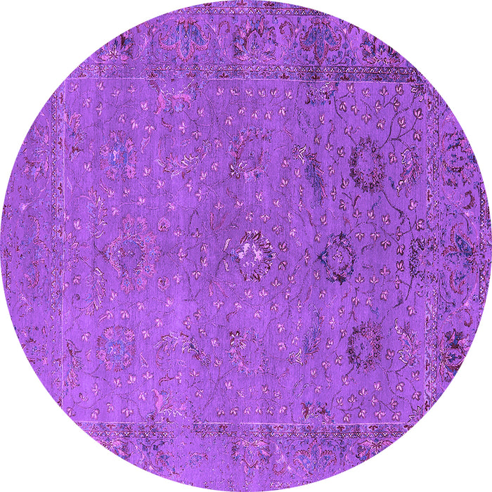 Round Machine Washable Oriental Purple Industrial Area Rugs, wshurb2532pur