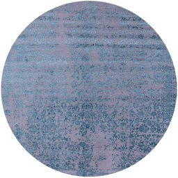 Round Mid-Century Modern Light Purple Blue Oriental Rug, urb2533