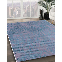 Mid-Century Modern Light Purple Blue Oriental Rug, urb2533