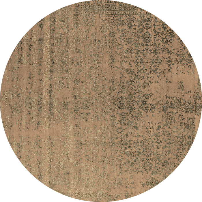 Round Oriental Brown Industrial Rug, urb2533brn