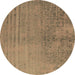 Round Oriental Brown Industrial Rug, urb2533brn