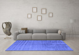 Machine Washable Oriental Blue Industrial Rug in a Living Room, wshurb2533blu