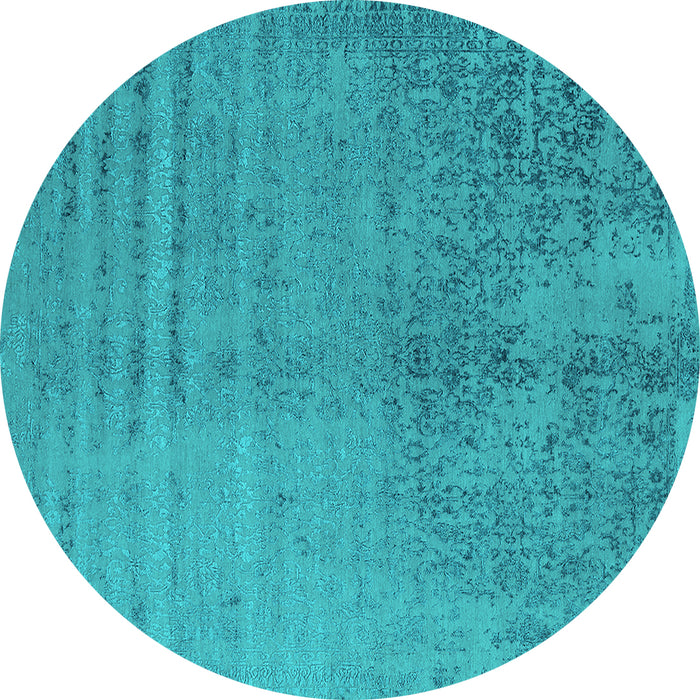 Round Oriental Turquoise Industrial Rug, urb2533turq