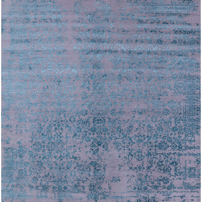 Square Machine Washable Industrial Modern Light Purple Blue Rug, wshurb2533