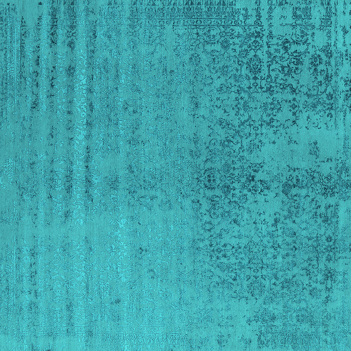 Square Machine Washable Oriental Turquoise Industrial Area Rugs, wshurb2533turq