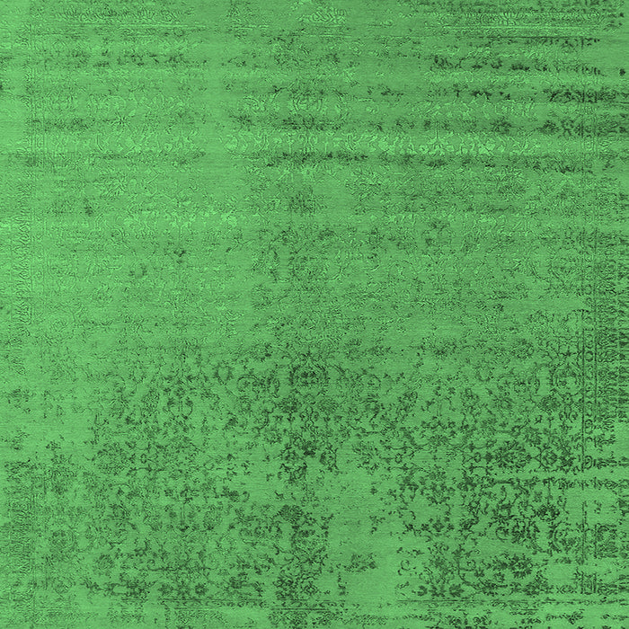 Square Machine Washable Oriental Emerald Green Industrial Area Rugs, wshurb2533emgrn