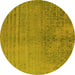 Round Oriental Yellow Industrial Rug, urb2533yw