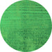 Round Oriental Green Industrial Rug, urb2533grn