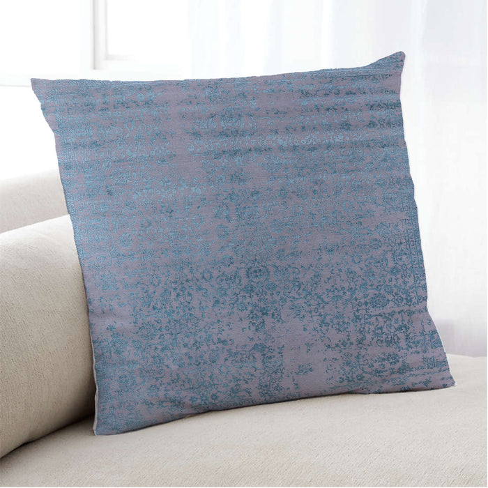 Lifestyle Image of Mid-Century Modern Urban Square Light Purple Blue Throw Pillow, 18 inch by 18 inch, pwurb2533