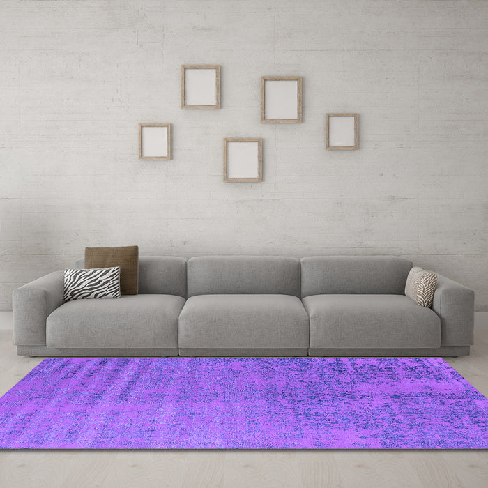 Machine Washable Oriental Purple Industrial Area Rugs in a Living Room, wshurb2533pur
