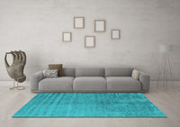 Machine Washable Oriental Turquoise Industrial Rug, wshurb2533turq