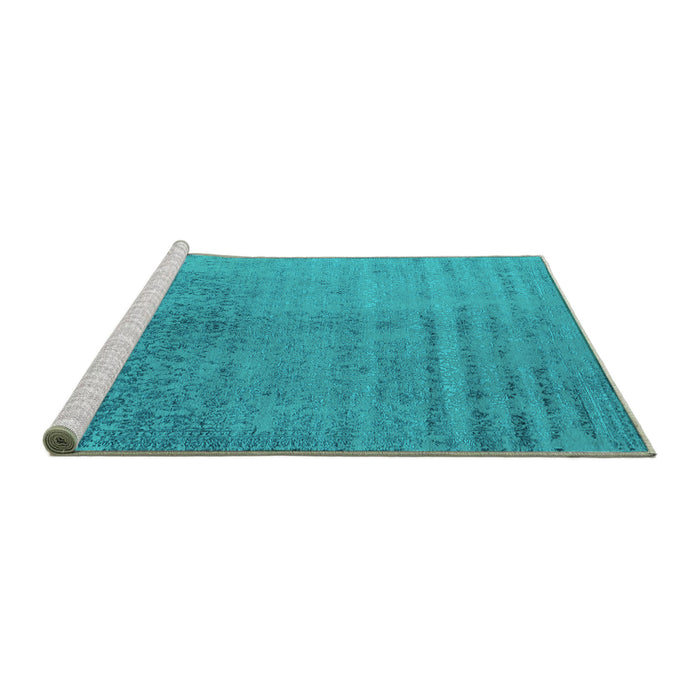 Sideview of Machine Washable Oriental Turquoise Industrial Area Rugs, wshurb2533turq