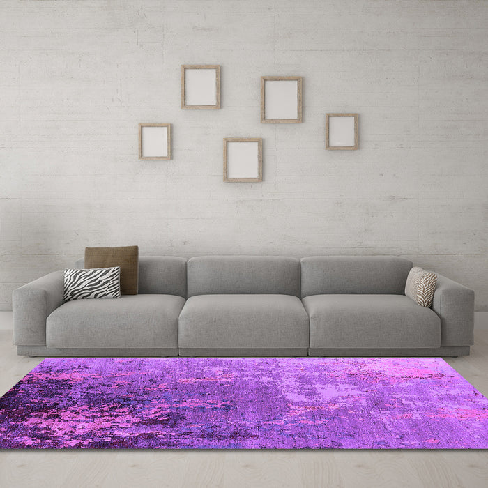 Machine Washable Oriental Purple Industrial Area Rugs in a Living Room, wshurb2534pur