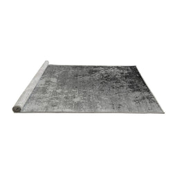 Sideview of Machine Washable Oriental Gray Industrial Rug, wshurb2534gry