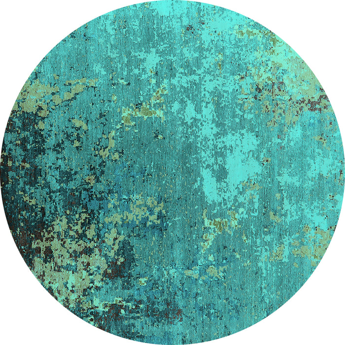 Round Oriental Turquoise Industrial Rug, urb2534turq