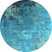 Round Oriental Light Blue Industrial Rug, urb2534lblu