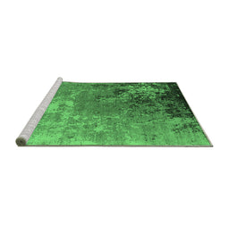 Sideview of Machine Washable Oriental Emerald Green Industrial Area Rugs, wshurb2534emgrn