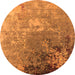 Round Oriental Orange Industrial Rug, urb2534org