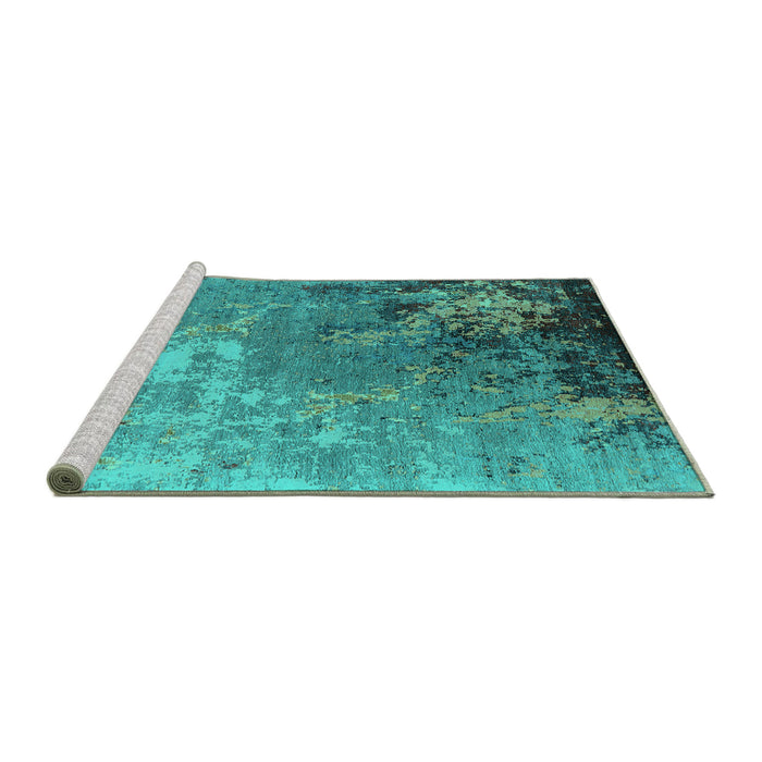 Sideview of Machine Washable Oriental Turquoise Industrial Area Rugs, wshurb2534turq