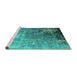 Sideview of Machine Washable Oriental Turquoise Industrial Area Rugs, wshurb2534turq