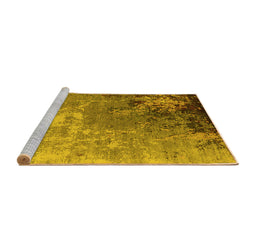 Sideview of Machine Washable Oriental Yellow Industrial Rug, wshurb2534yw