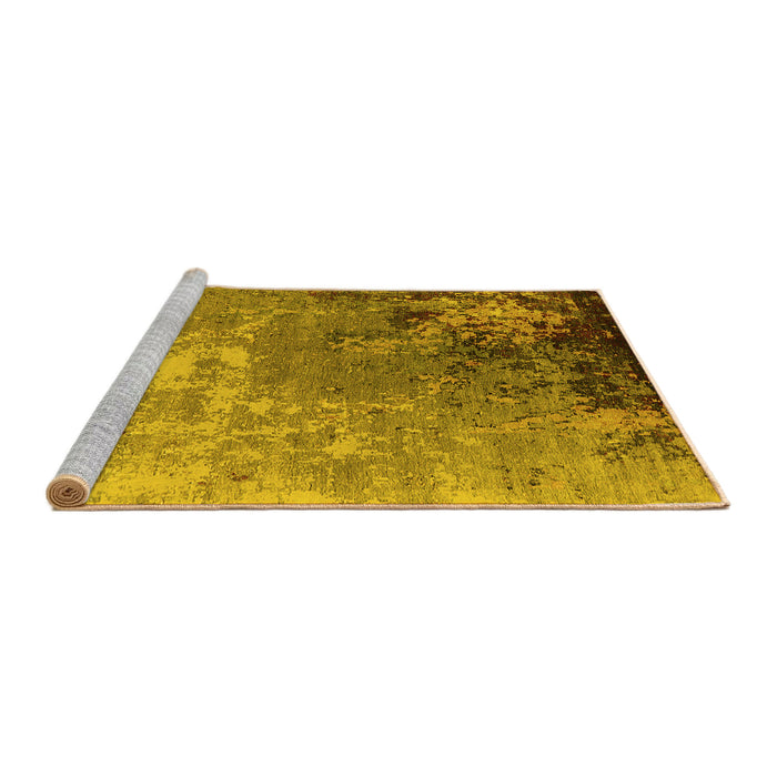 Sideview of Machine Washable Oriental Yellow Industrial Rug, wshurb2534yw