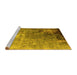 Sideview of Machine Washable Oriental Yellow Industrial Rug, wshurb2534yw