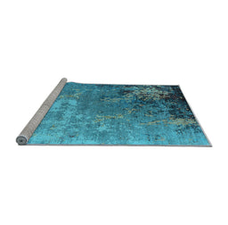 Sideview of Machine Washable Oriental Light Blue Industrial Rug, wshurb2534lblu