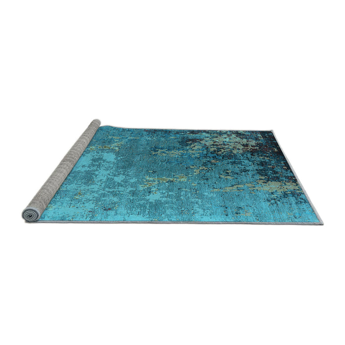 Sideview of Machine Washable Oriental Light Blue Industrial Rug, wshurb2534lblu