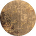 Round Oriental Brown Industrial Rug, urb2534brn