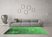 Machine Washable Oriental Emerald Green Industrial Area Rugs in a Living Room,, wshurb2534emgrn