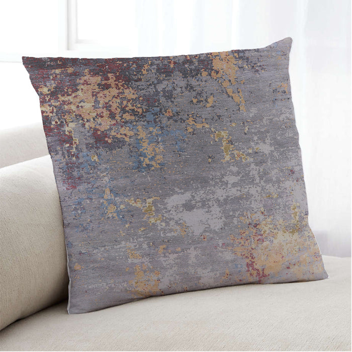 Lifestyle Image of Mid-Century Modern Urban Square Khaki Rose Pink Throw Pillow, 18 inch by 18 inch, pwurb2534