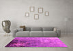 Machine Washable Oriental Pink Industrial Rug in a Living Room, wshurb2534pnk