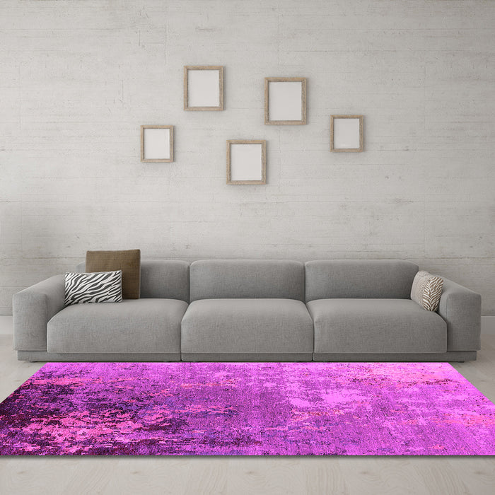 Machine Washable Oriental Pink Industrial Rug in a Living Room, wshurb2534pnk