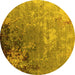 Round Oriental Yellow Industrial Rug, urb2534yw