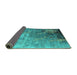 Sideview of Oriental Turquoise Industrial Rug, urb2534turq