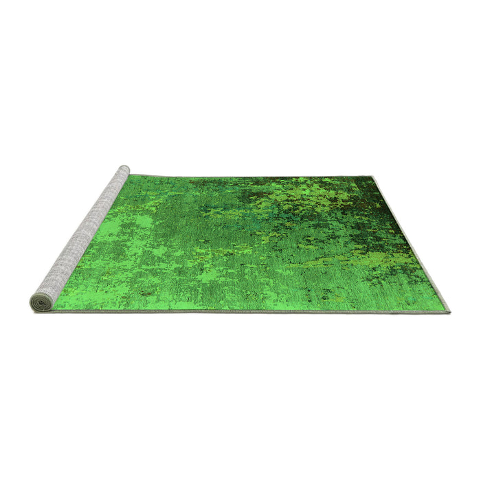Sideview of Machine Washable Oriental Green Industrial Area Rugs, wshurb2534grn