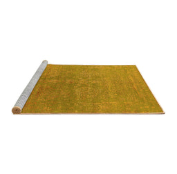Sideview of Machine Washable Oriental Yellow Industrial Rug, wshurb2535yw