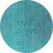 Round Oriental Turquoise Industrial Rug, urb2535turq