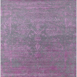 Square Mid-Century Modern Purple Oriental Rug, urb2535