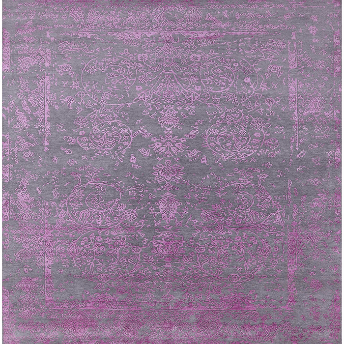 Square Mid-Century Modern Purple Oriental Rug, urb2535