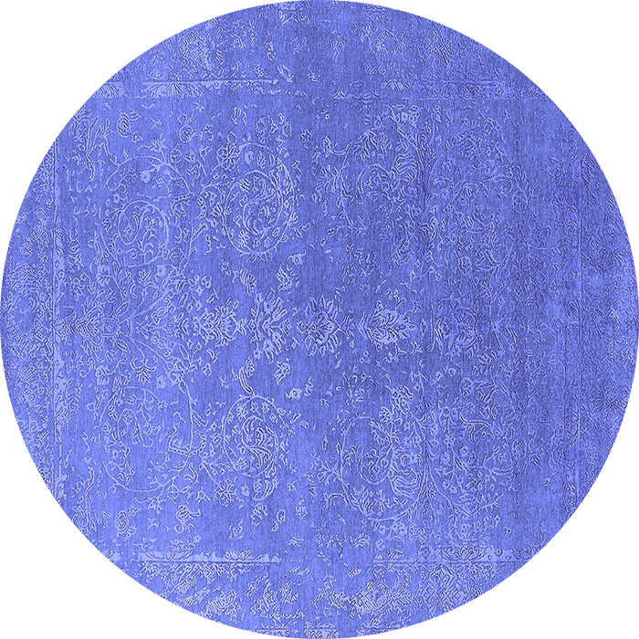 Round Oriental Blue Industrial Rug, urb2535blu